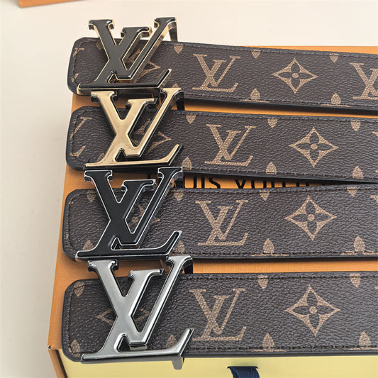 2 Color Buckle Love Belt (Brown Pattern)
