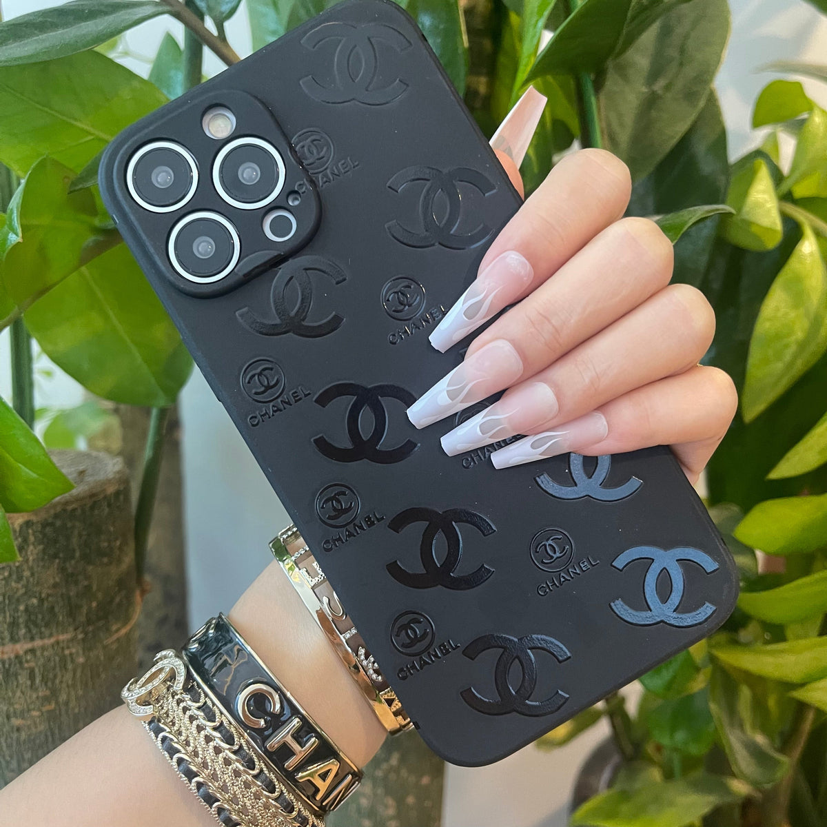 Funda de teléfono negra de moda ( C )