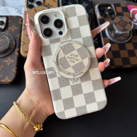 Coque de Téléphone Amour Traditionnel avec Support MagSafe Pour iPhone (Treillis Blanc)