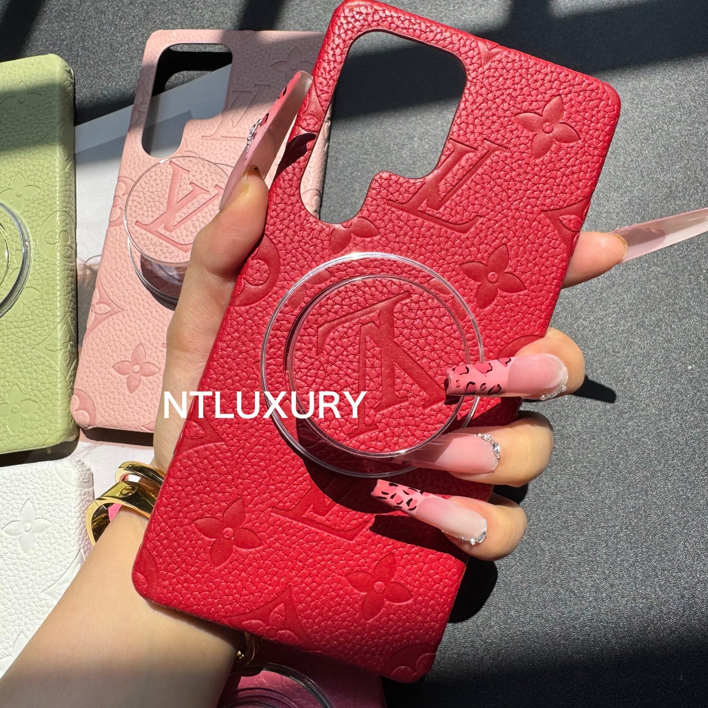 Litchi Leather Love Samsung Case with Magsafe Holder