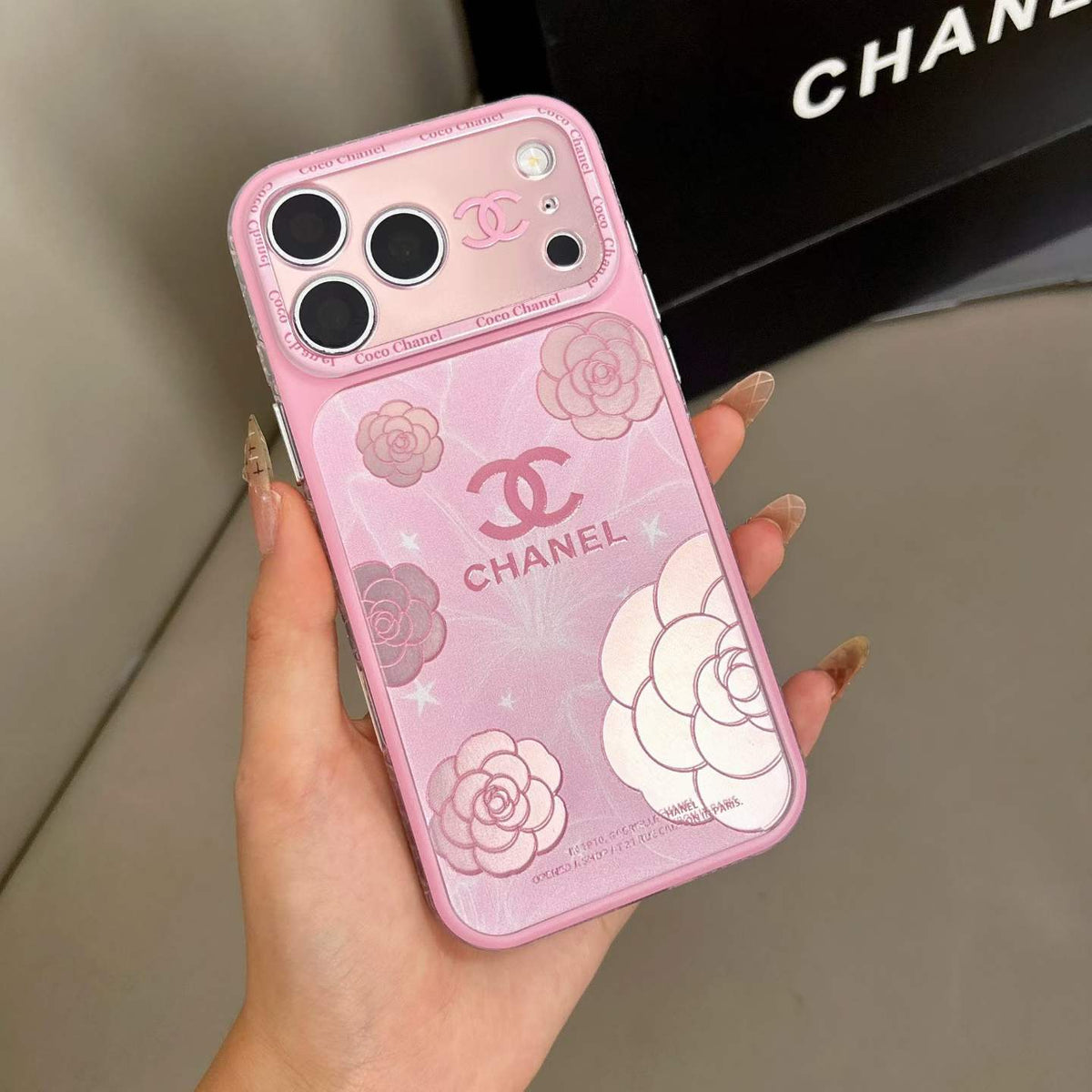 Pink CC Camellia Design Fancy Phone Case