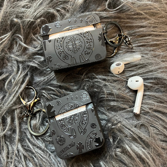 Black Trendy Airpods Case ( Heart Fun )