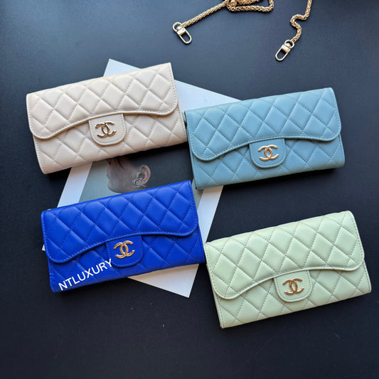 Coco Fine Large Wallet with Chain (Glossy 8 Color)
