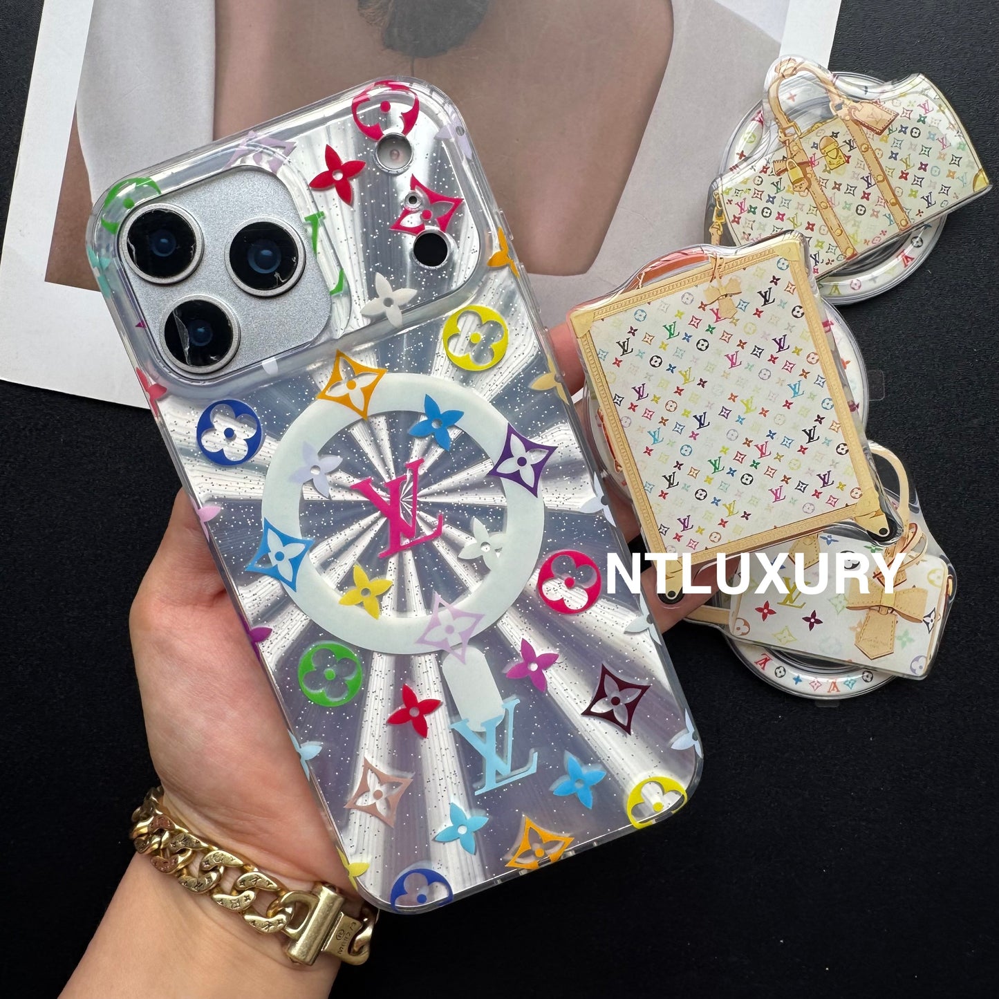 Laser Shining Love Phone Case with Magsafe Holder (White Box)