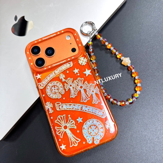 Cute Chrome Design Phone Case with Strap