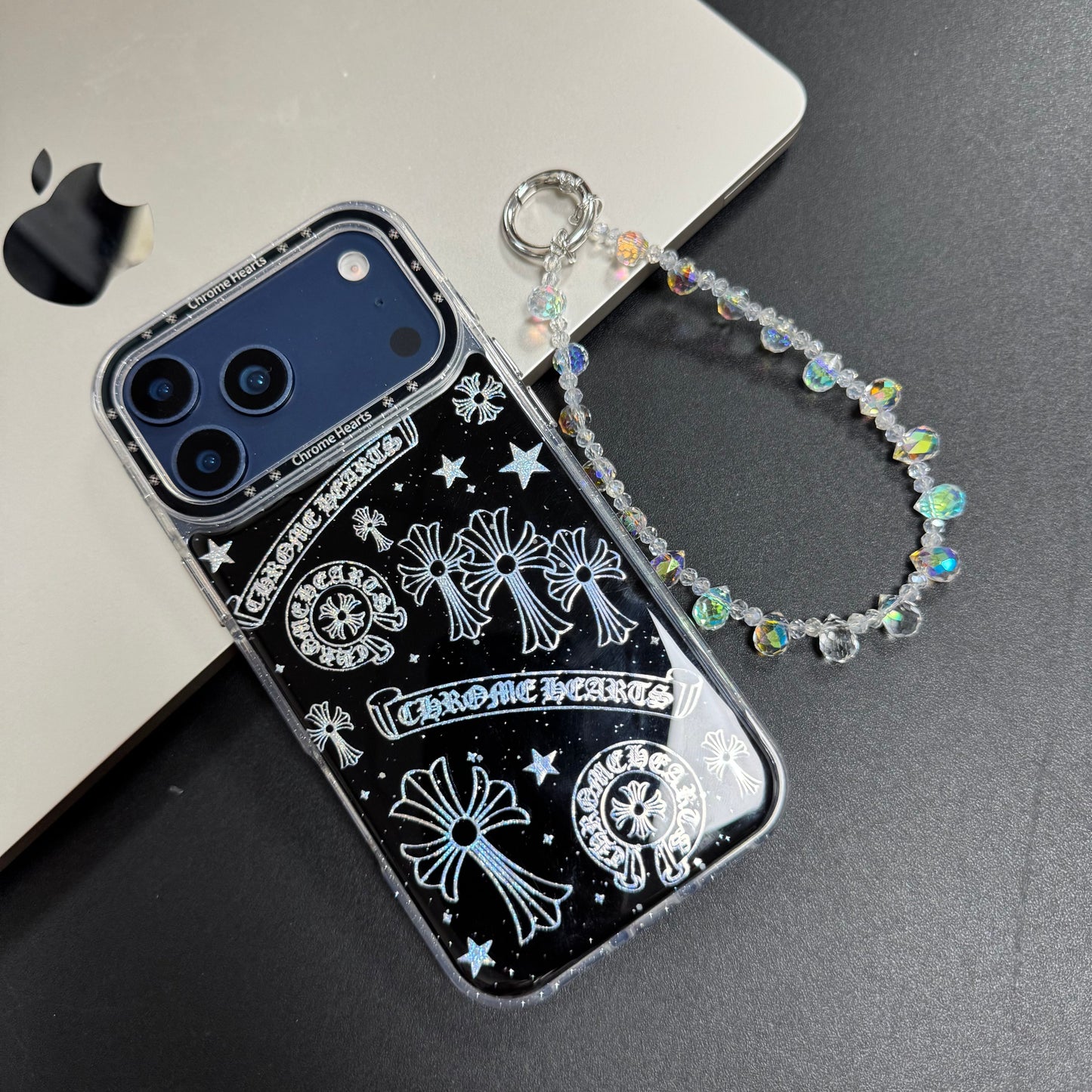 Cute Chrome Design Phone Case with Strap