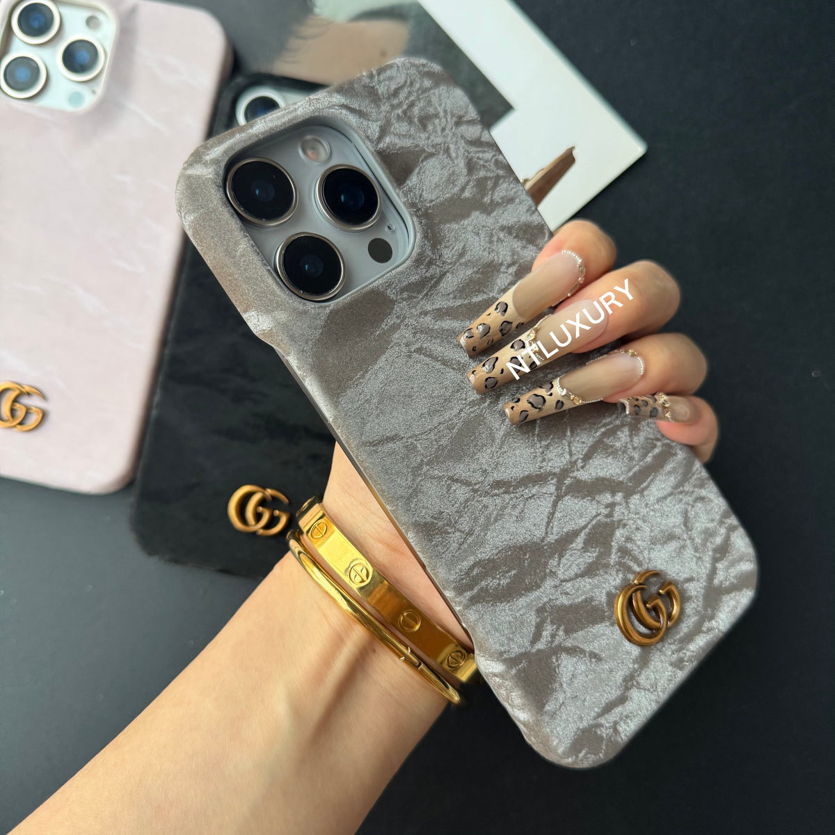 Coque de téléphone plissée, couleur changeante, design soigné