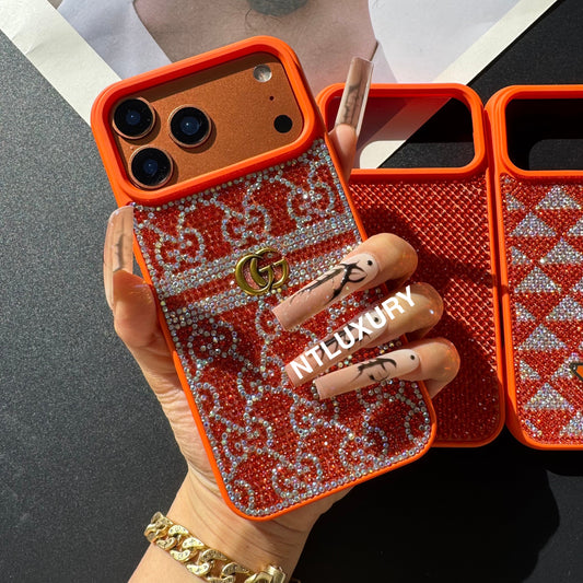 Orange Glitter Fashion Girl Phone Case