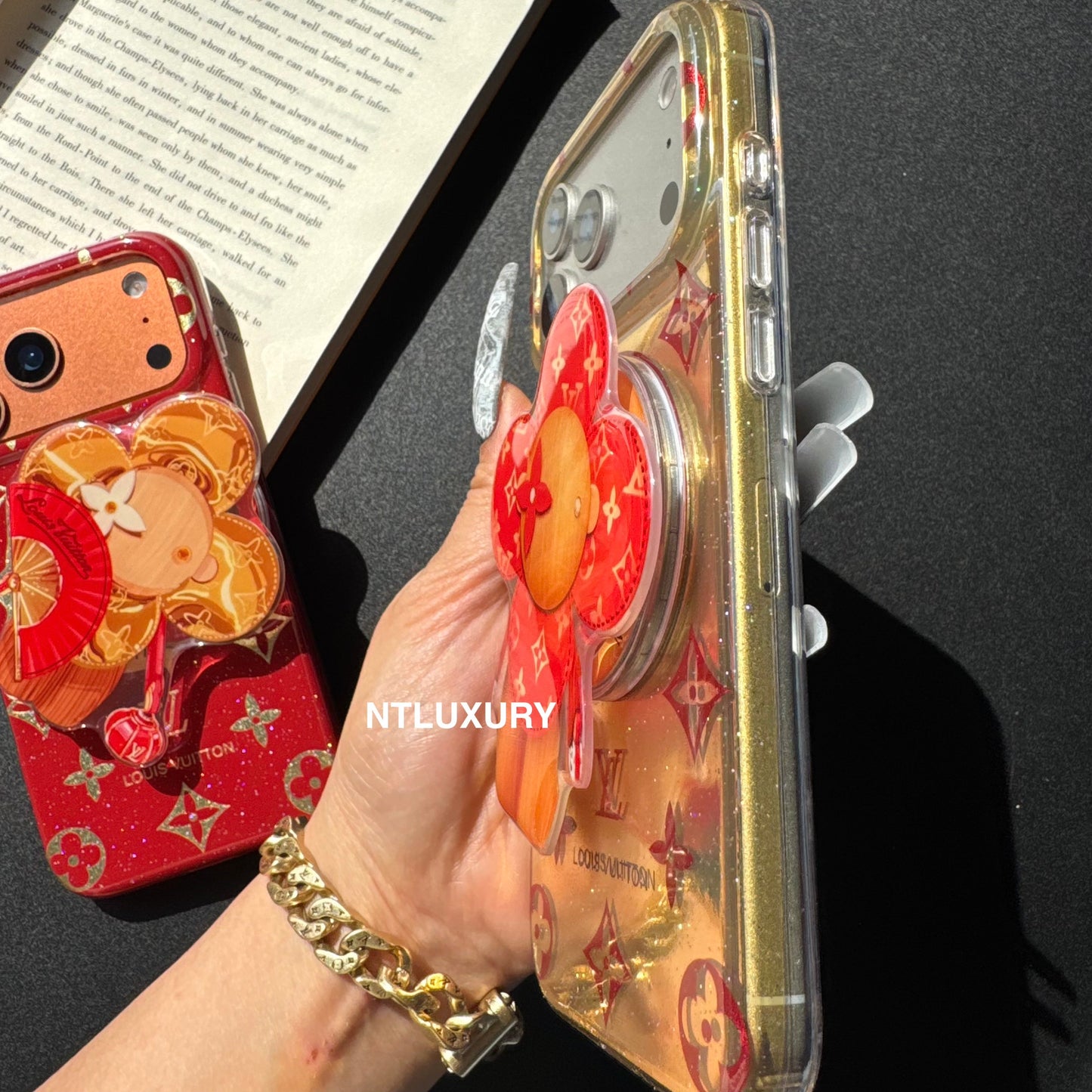 Orange & Red Gliiter Love Phone Case with Magsafe Holder
