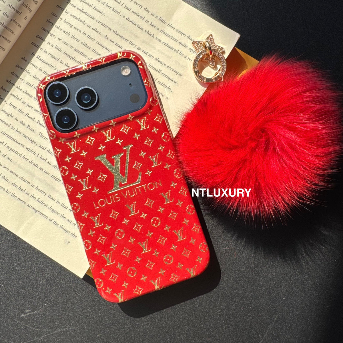 Red Design With Gold Letter & Furry Ball