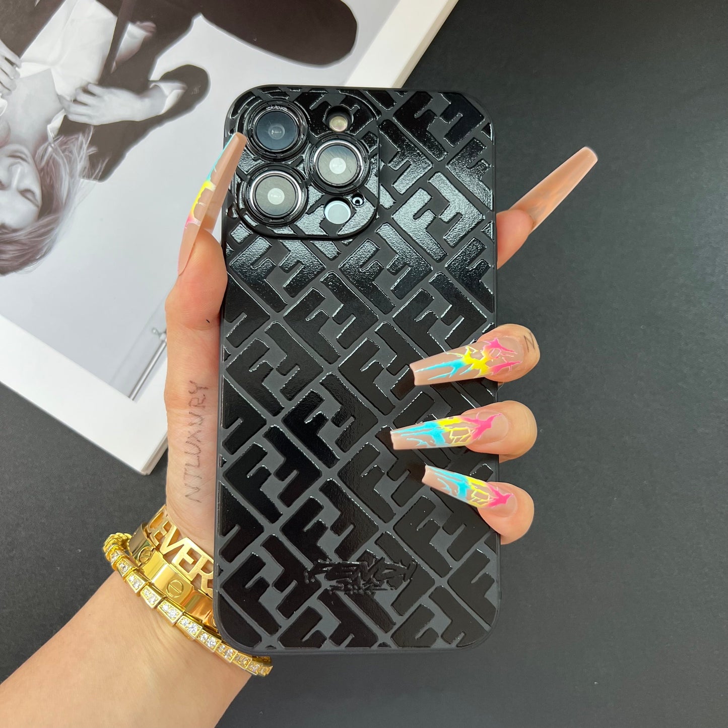 Black Trendy Phone Case ( FF )