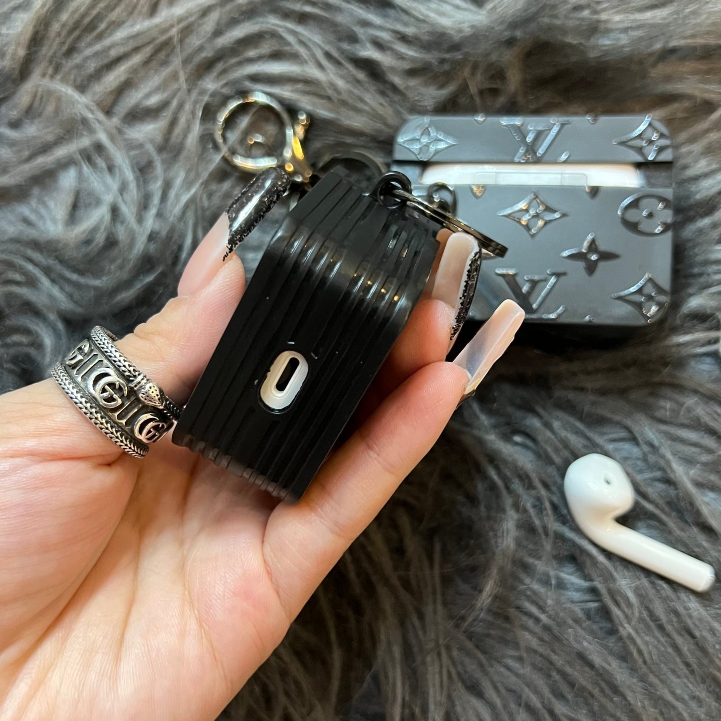 Black Trendy Airpods Case ( Small Love)