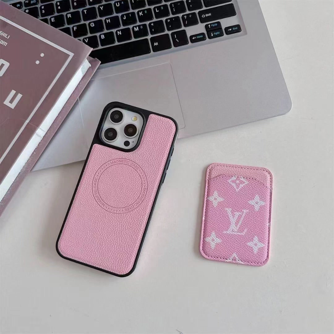 Magsafe Card Pocket Design Phone Case (Pink Love)