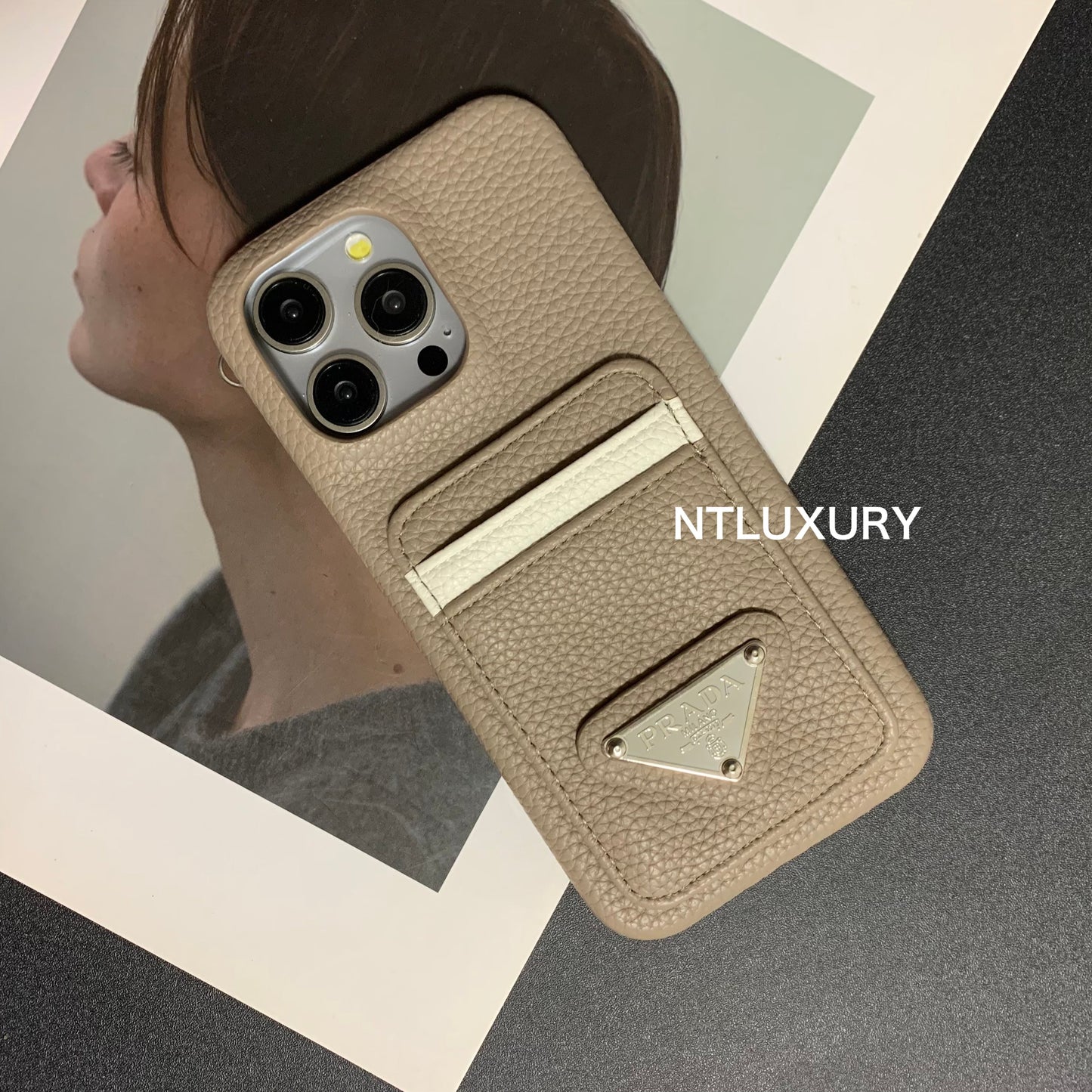 Litchi Pattern Phone Case with Pocket for iPhone