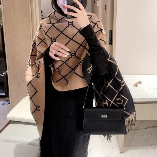 Latticed Design CC Long Cashmere Scarf