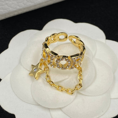 Anello aperto personalizzato con catena di stelle