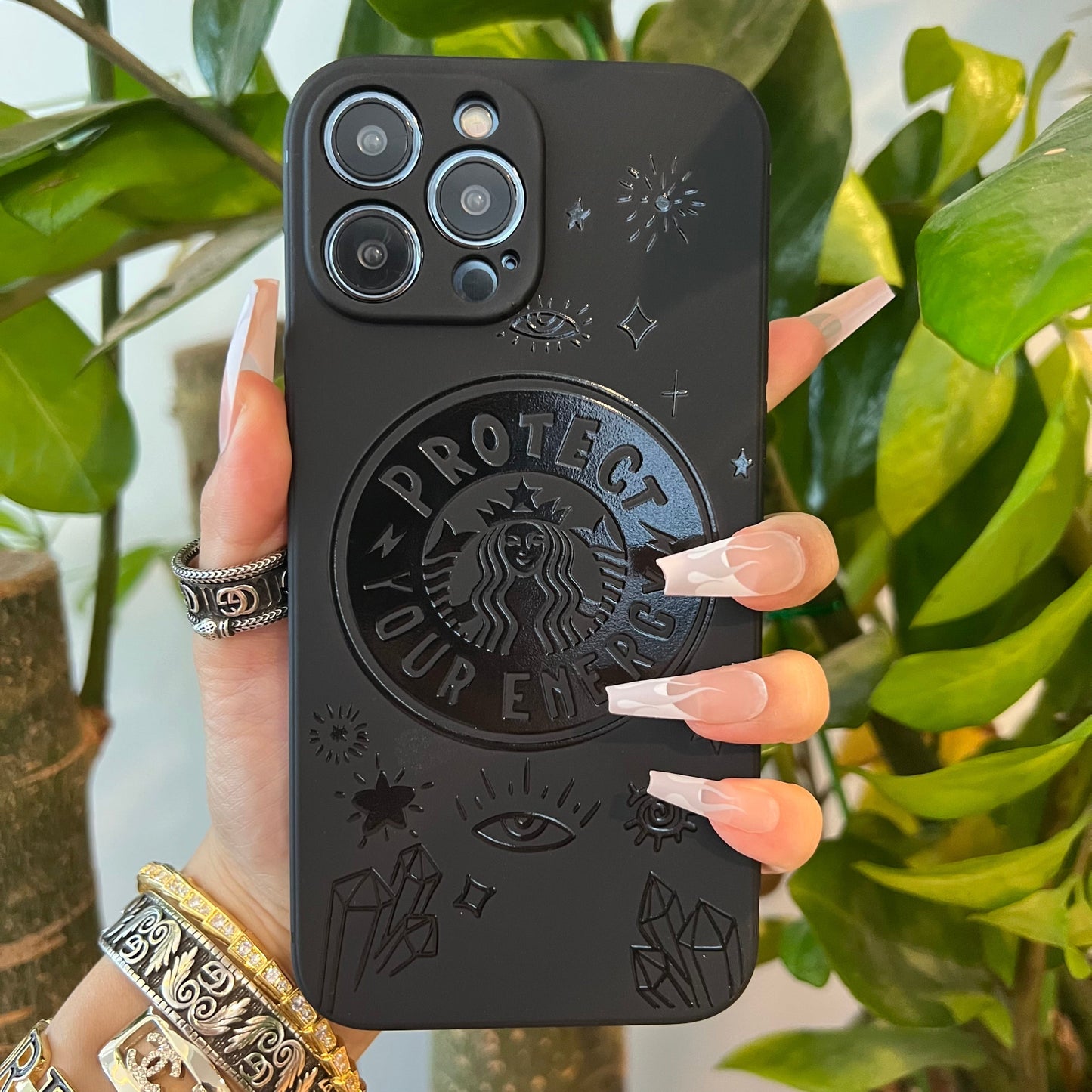 Black Trendy Phone Case (Star Shine)