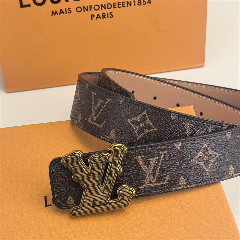 Horizontal Textured Buckle Belt (Brown Pattern)
