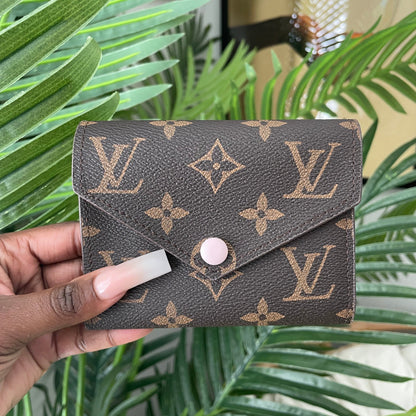 Short Brown/Pink Flower logo Full Wallet *comes with box*