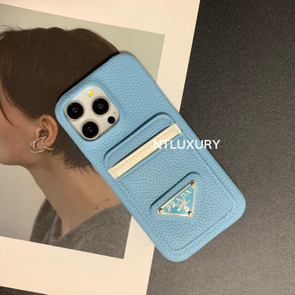 Cover per telefono con motivo litchi e tasca per iPhone