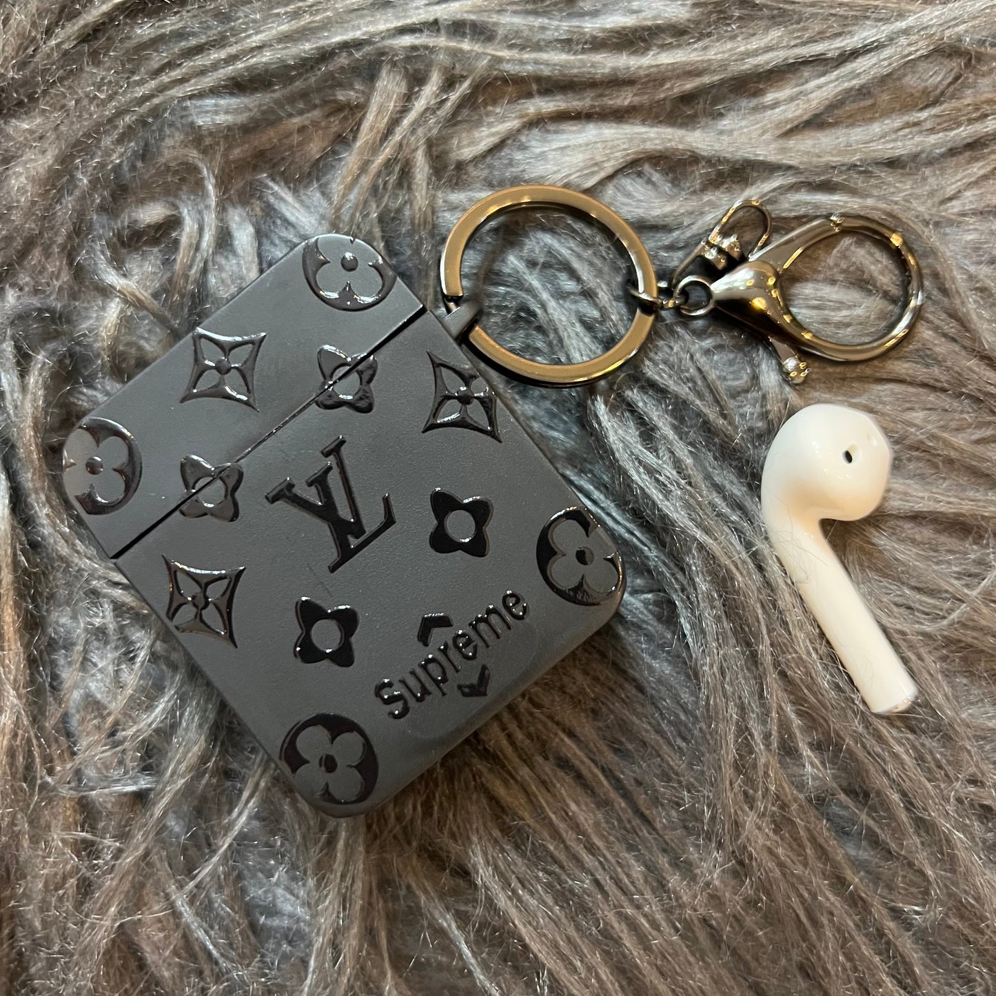 Black Trendy Airpods Case ( Full M Love)