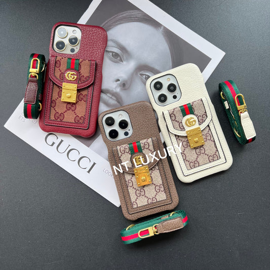 Charming Good Design iPhone Case with Card Pocket & Rope