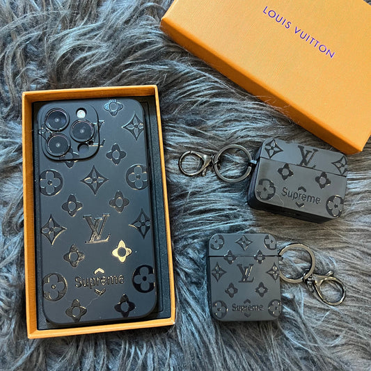 Black Trendy Airpods Case ( Full M Love)