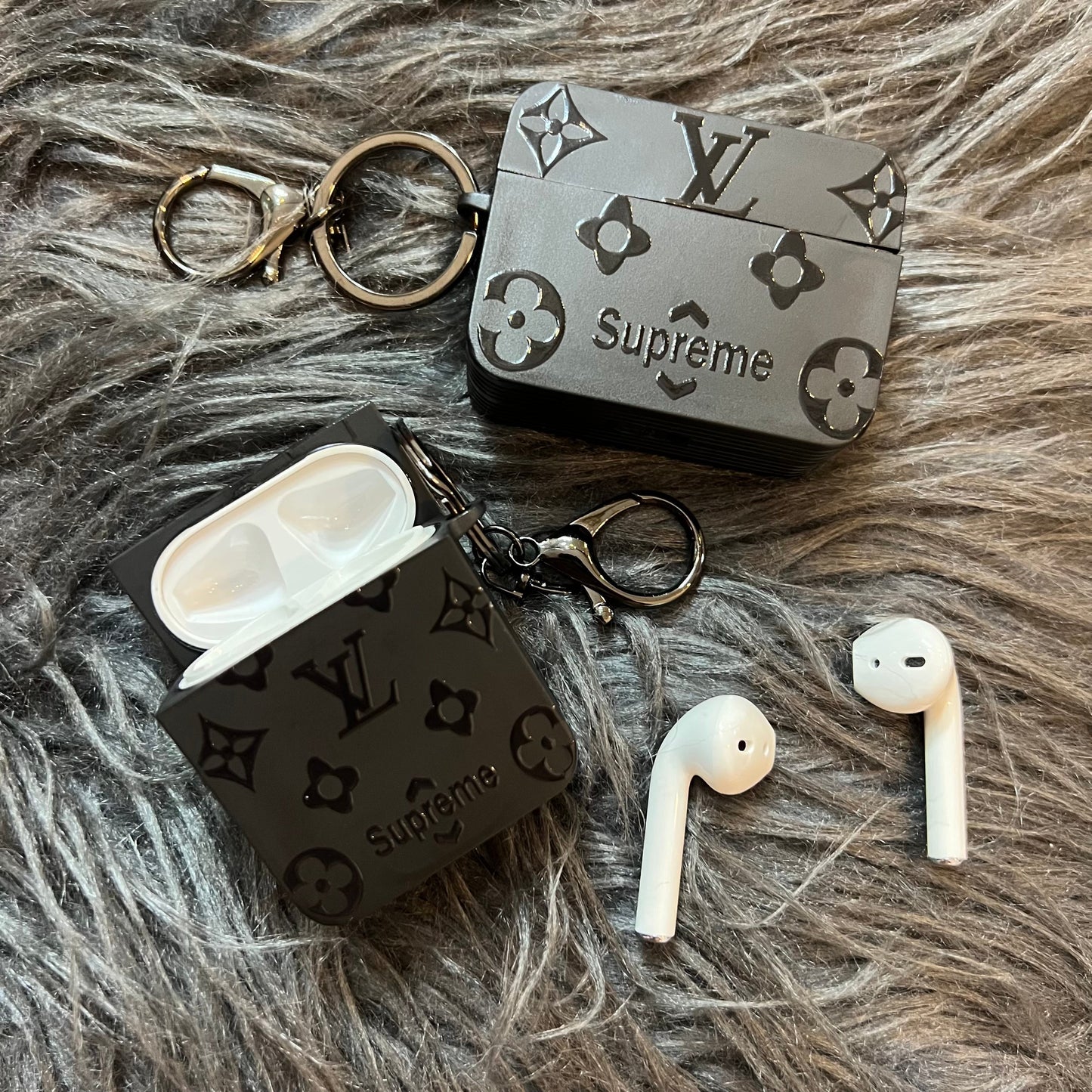 Black Trendy Airpods Case ( Full M Love)