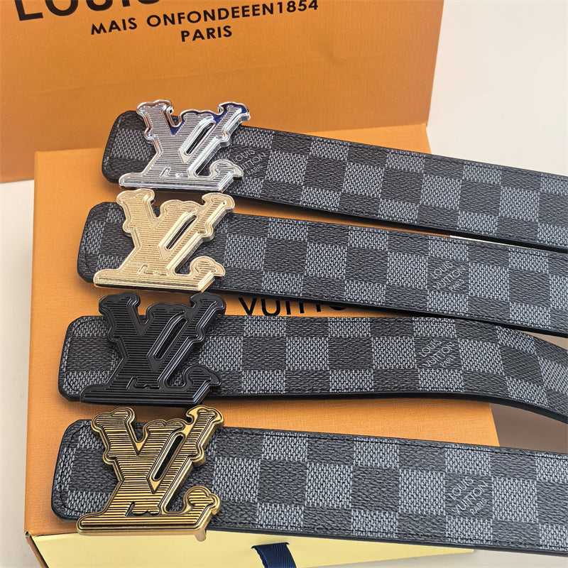 Horizontal Textured Buckle Belt (Black Latticed)