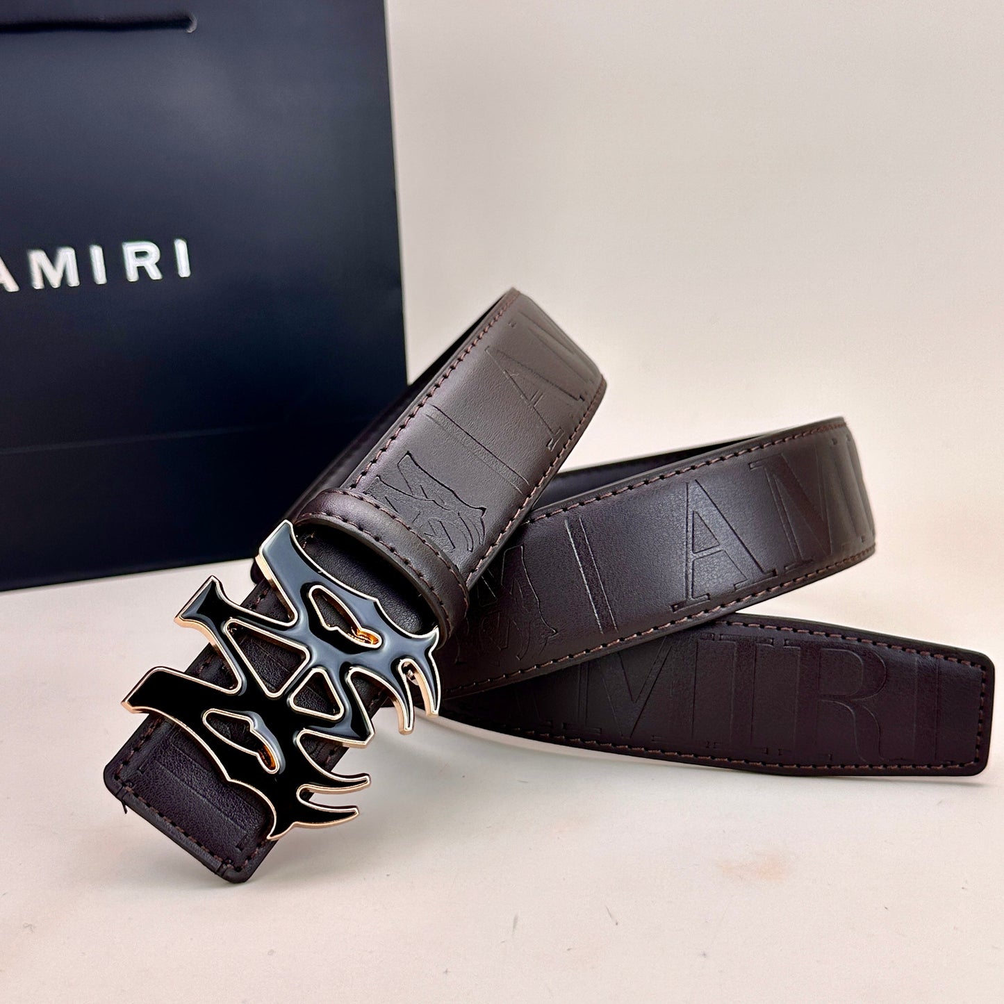 Classic AM Belt (Black & Gold Buckle)
