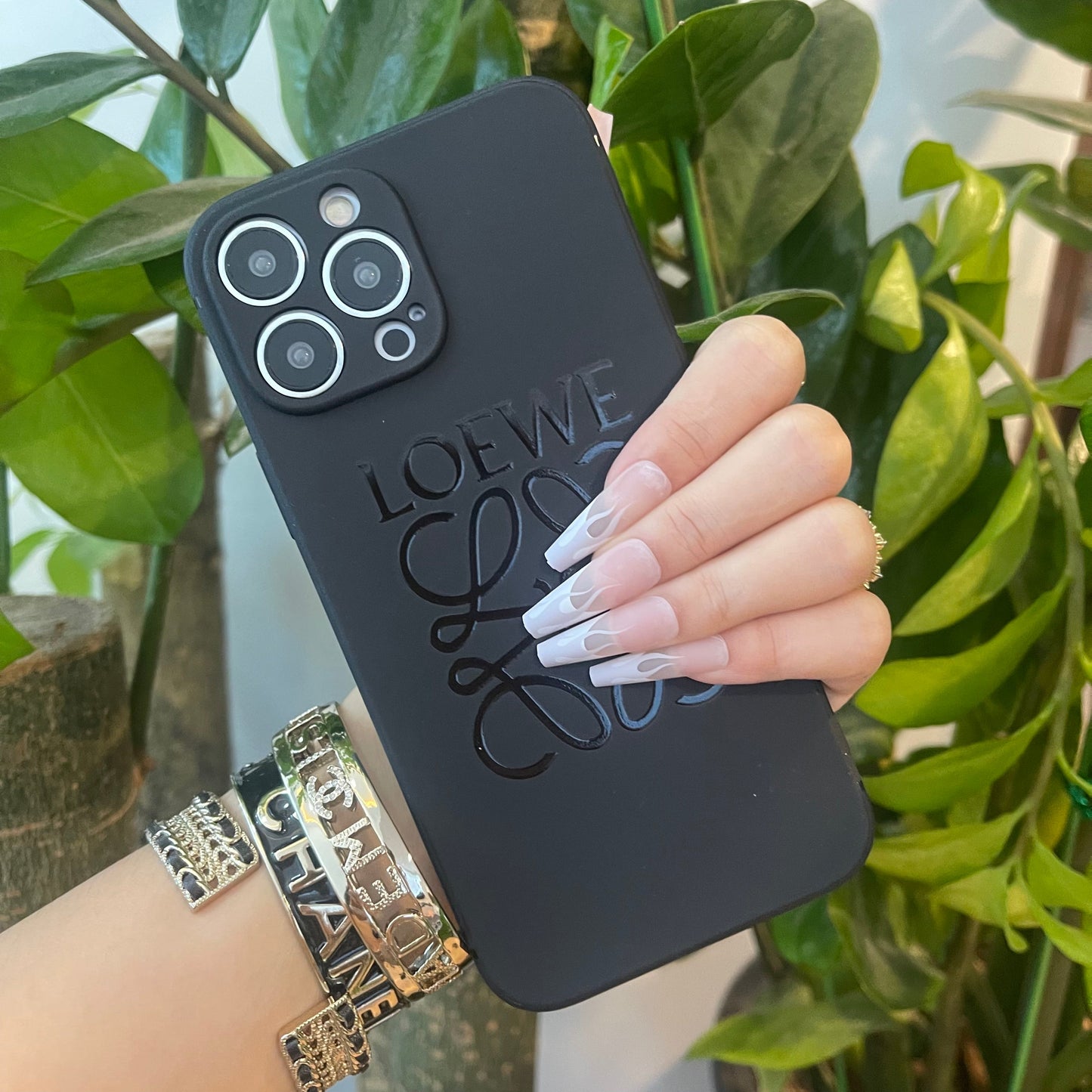 Black Trendy Phone Case ( L )