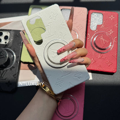 Coque Samsung en cuir litchi avec support MagSafe