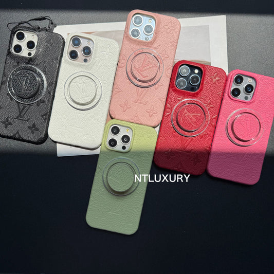 Litchi Leather Love iPhone Case with Magsafe Holder