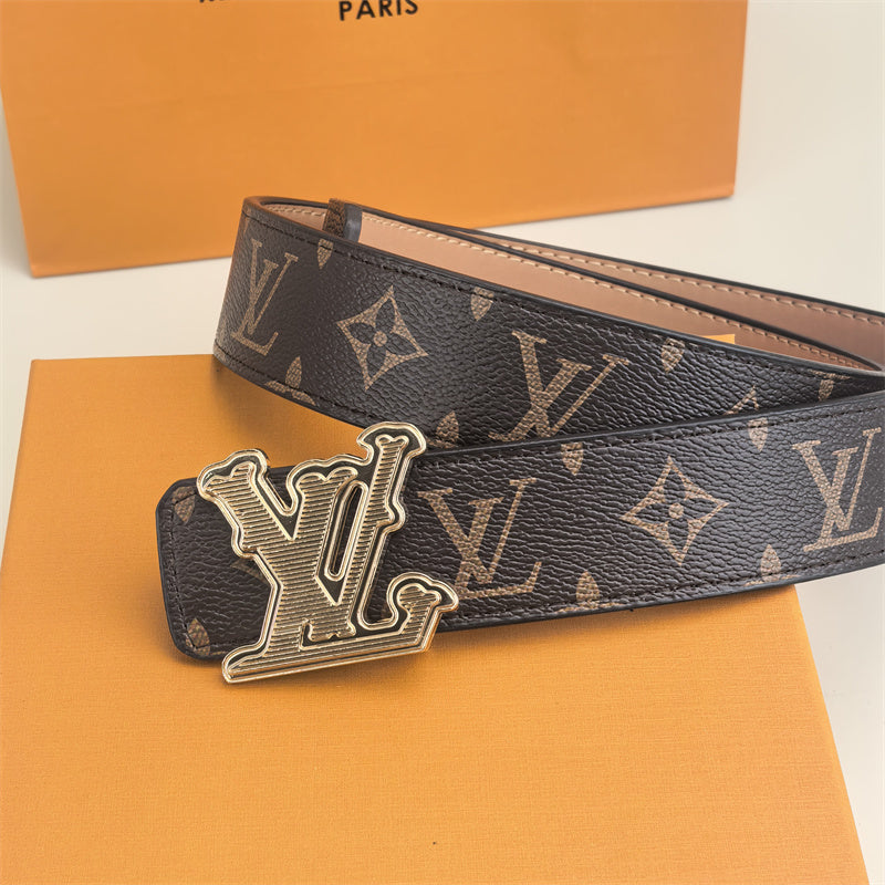 Horizontal Textured Buckle Belt (Brown Pattern)