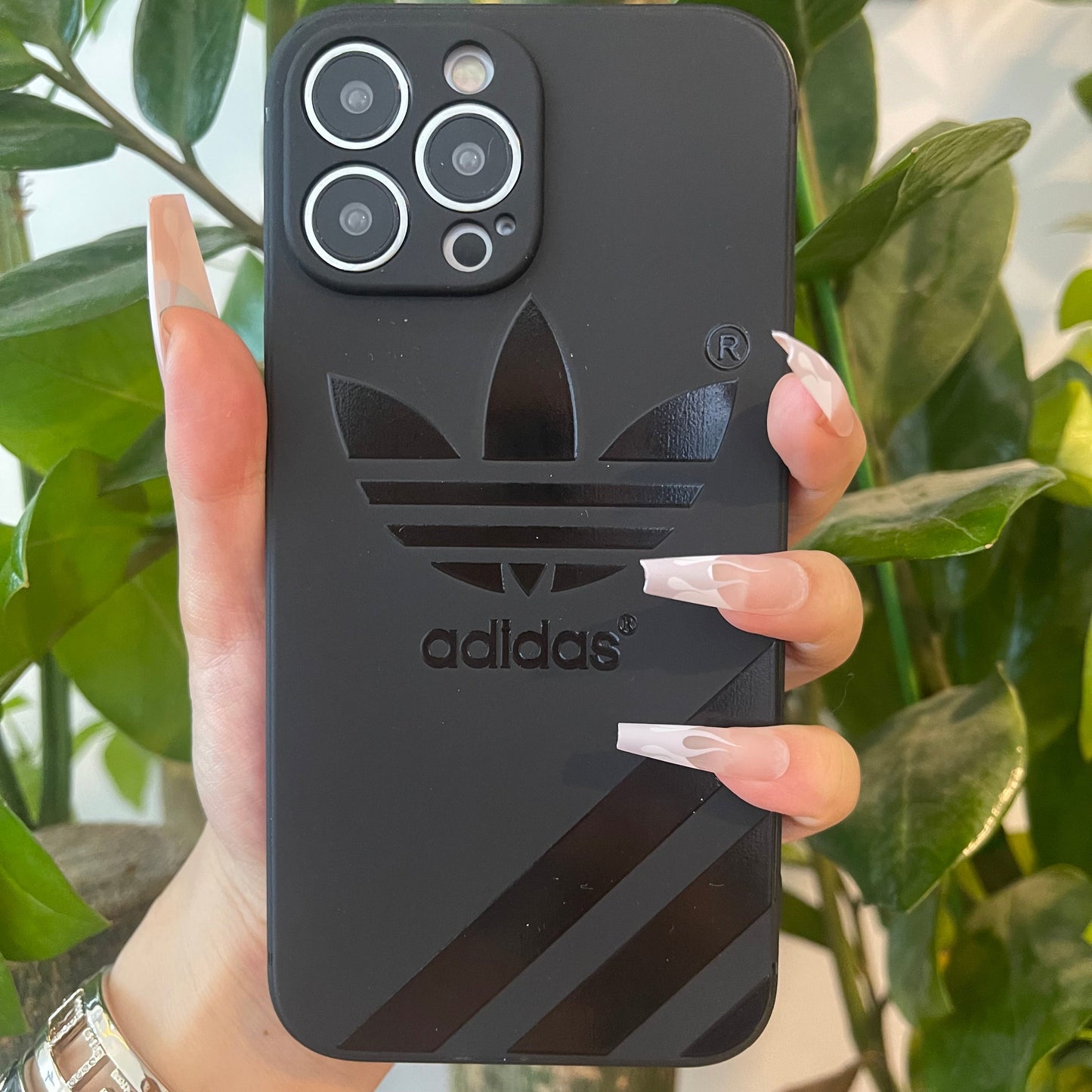 Black Trendy Phone Case ( Leaf )