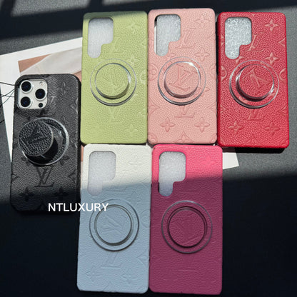 Coque Samsung en cuir litchi avec support MagSafe