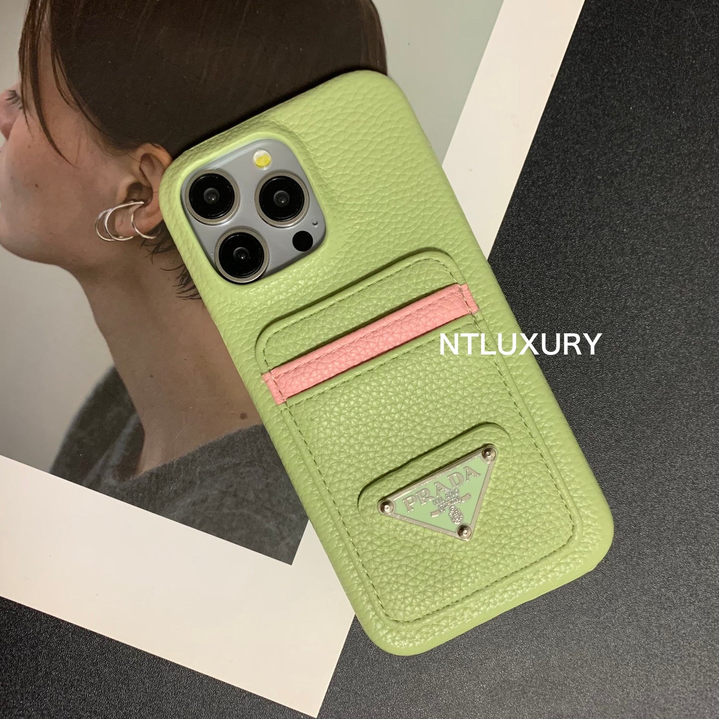 Litchi Pattern Phone Case with Pocket for iPhone