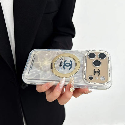 CC Marble Design Phone Case With Invisible Holder