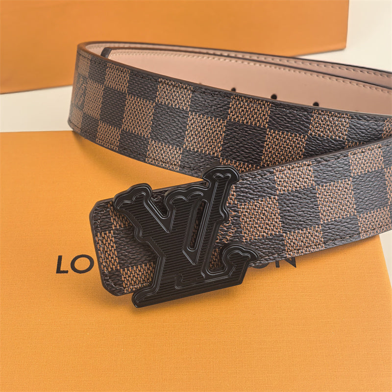 Horizontal Textured Buckle Belt (Brown Latticed)