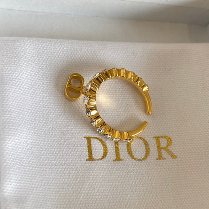 Anillo Abierto con Colgante de Letra de Diamante de Cristal