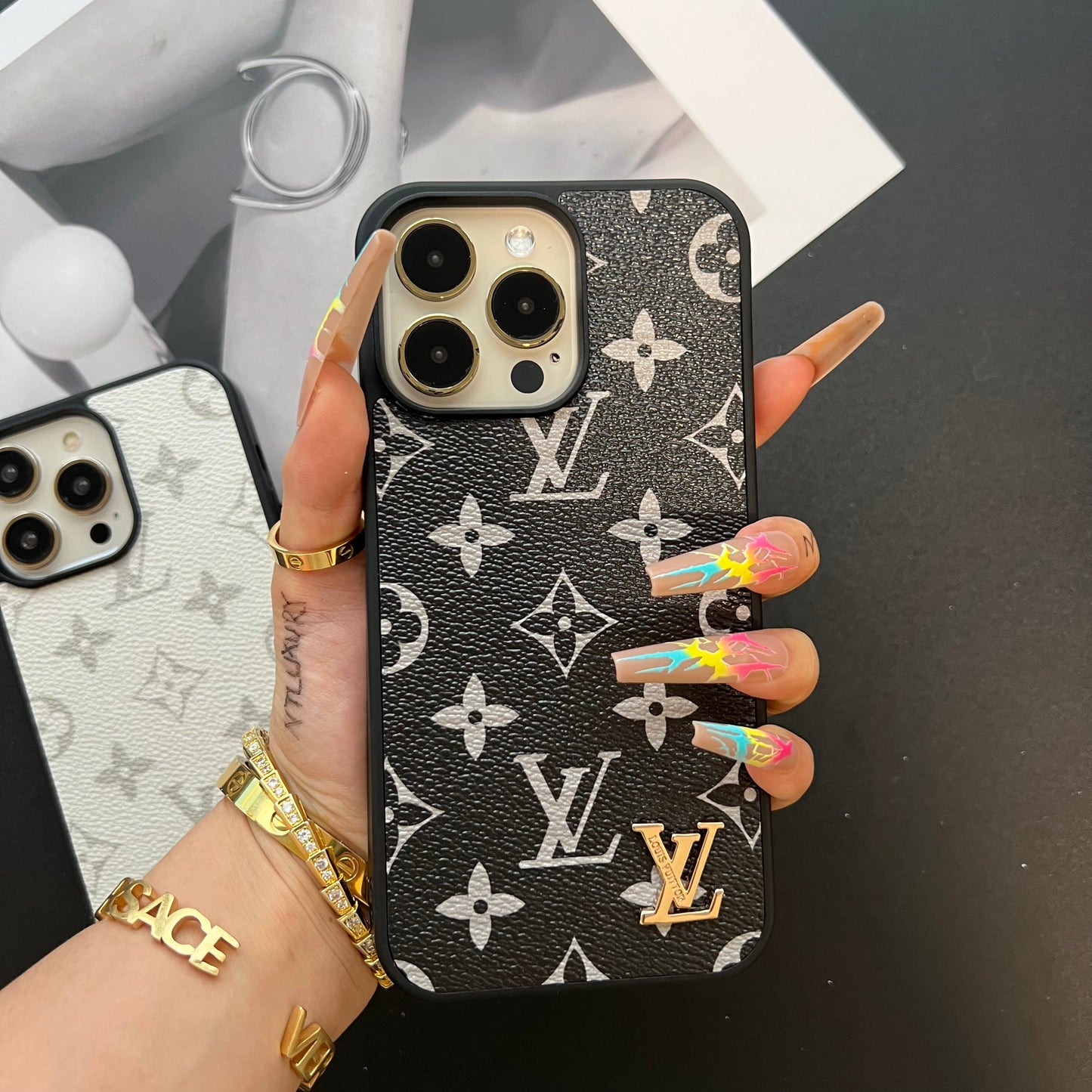 Traditional Colorful Design iPhone Case (Black & White)