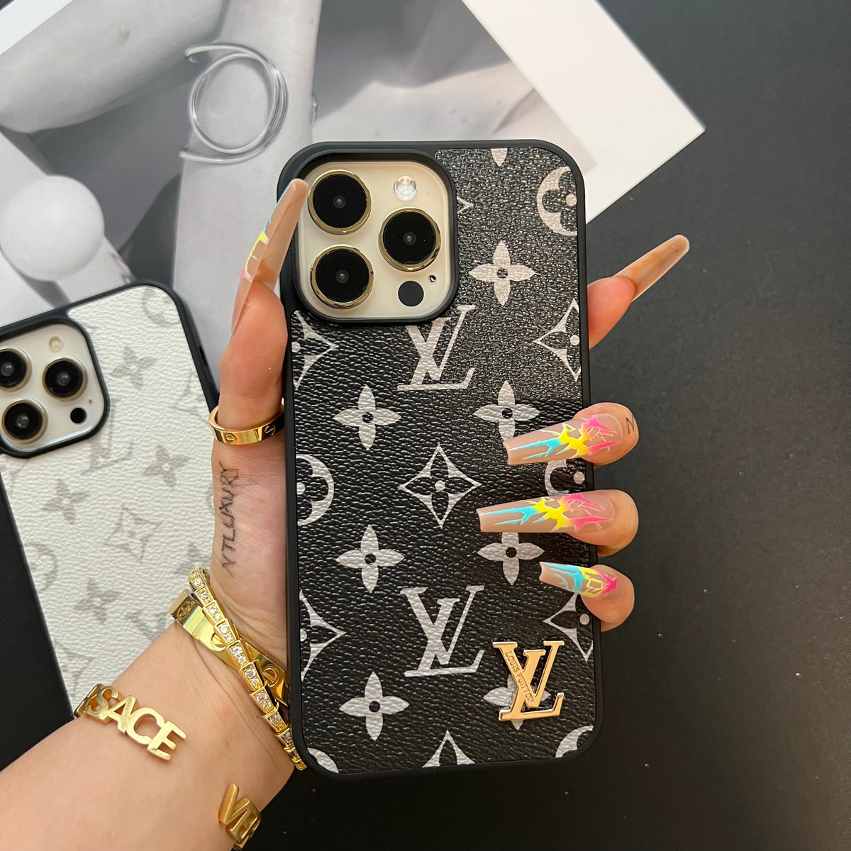 Traditional Colorful Design iPhone Case (Black & White)