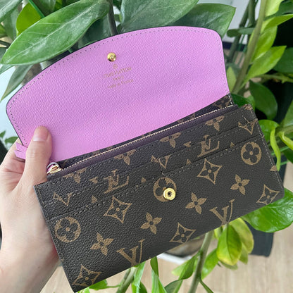Lange braune/pinke Geldbörse mit Blumen-Logo *mit Karton*