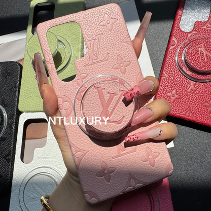 Coque Samsung en cuir litchi avec support MagSafe