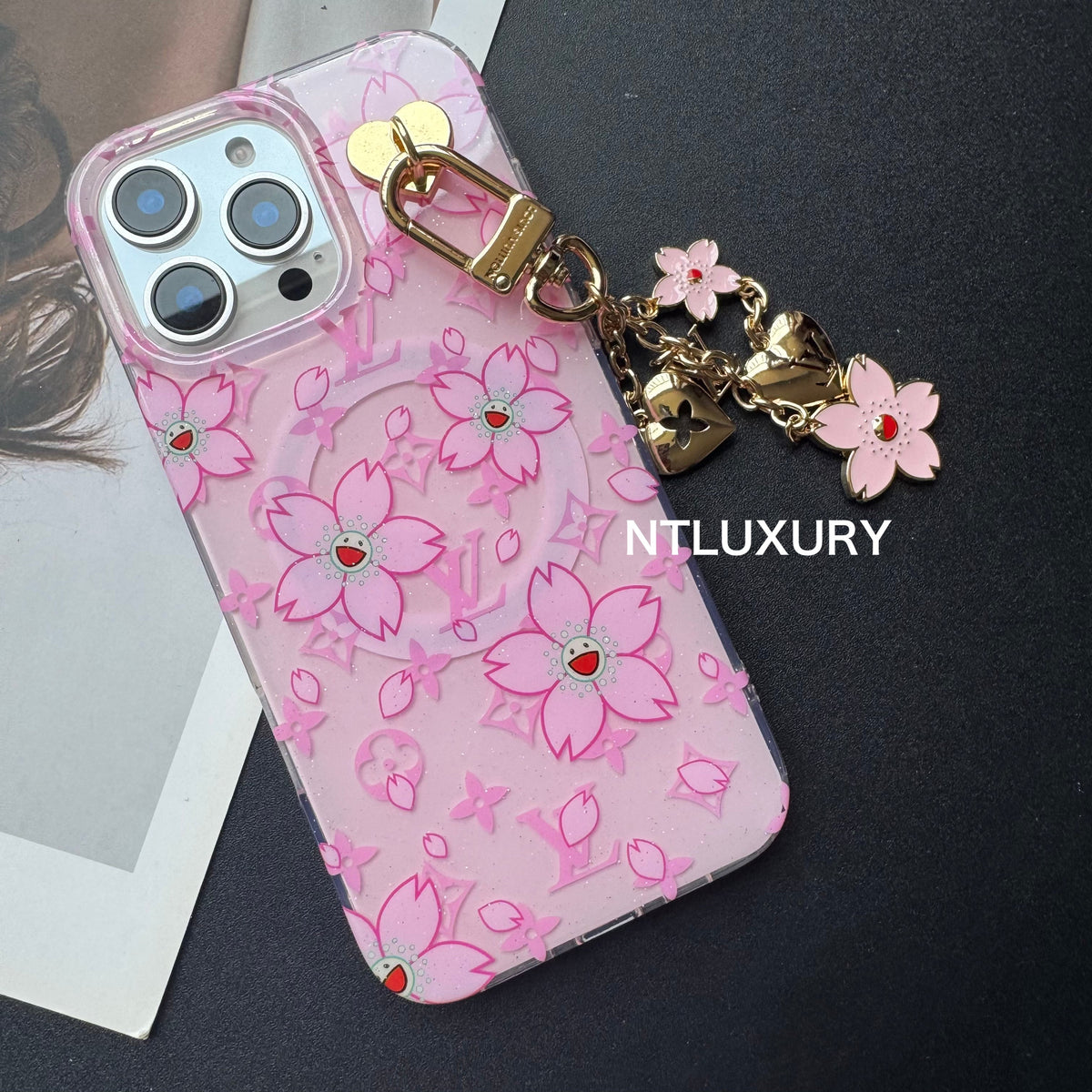 Funda MagSafe para teléfono con girasol y cadena «Love»