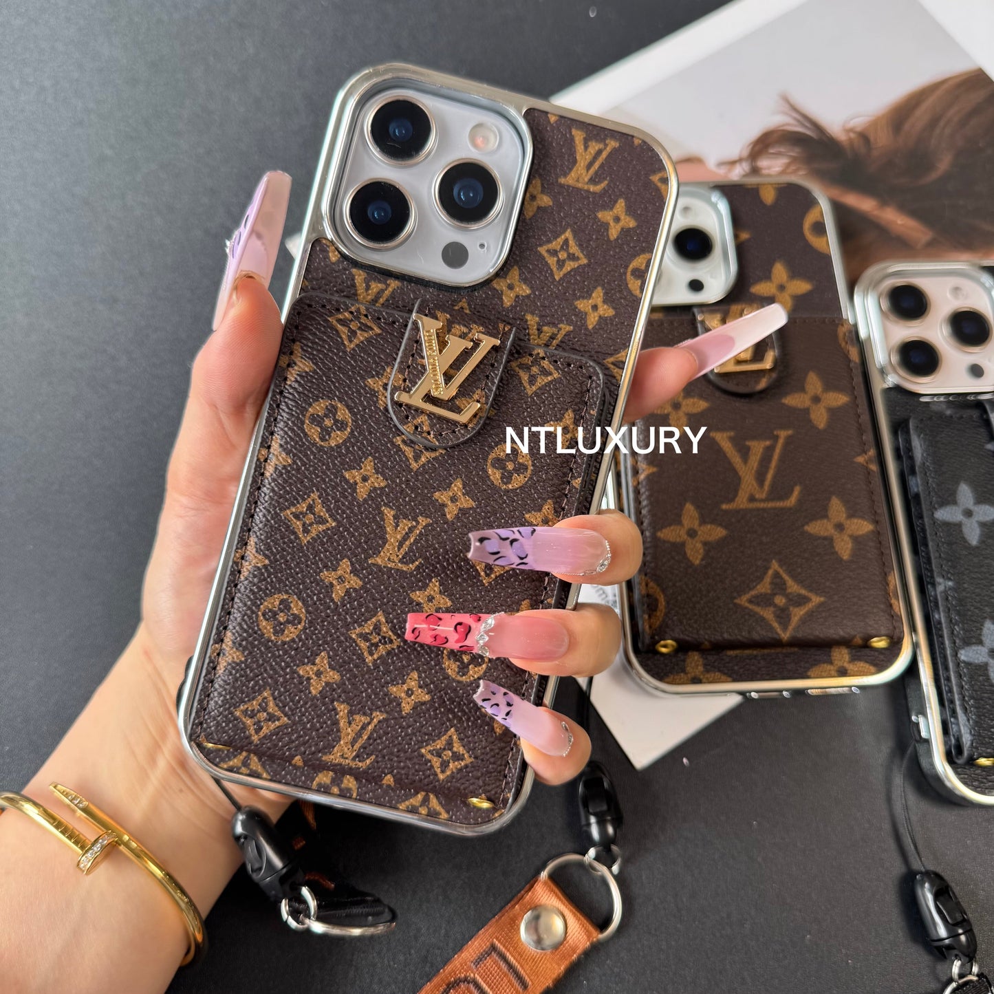 Silver Side Love Design For iPhone with Rope