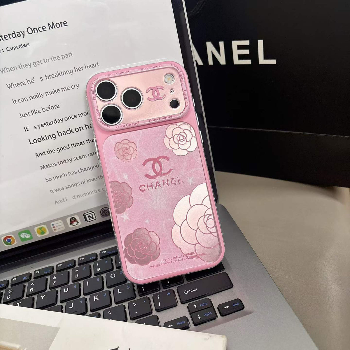 Pink CC Camellia Design Fancy Phone Case