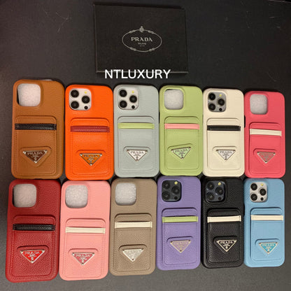 Cover per telefono con motivo litchi e tasca per iPhone