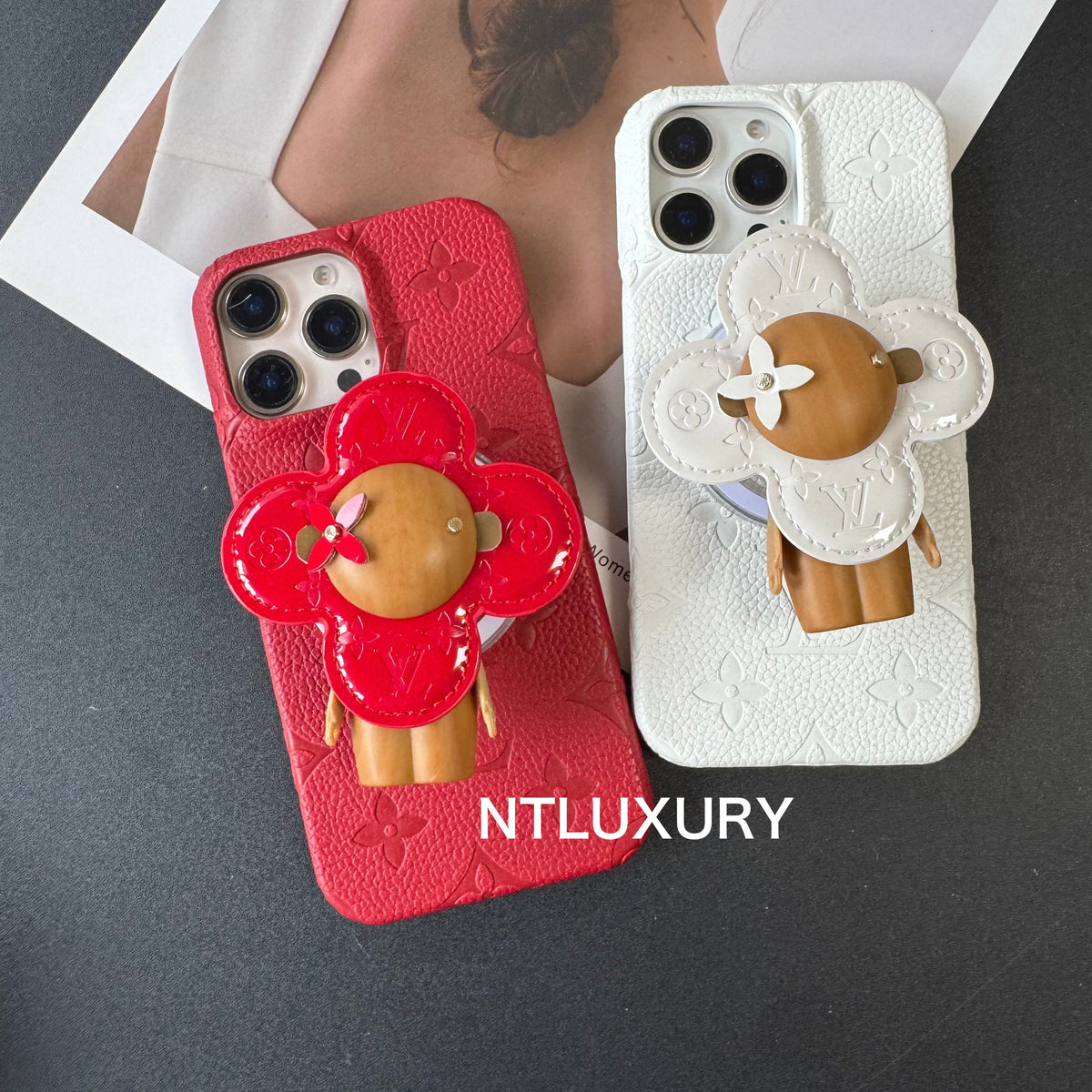 Weißes und rotes Liebes-Design für iPhone mit MagSafe-Halterung