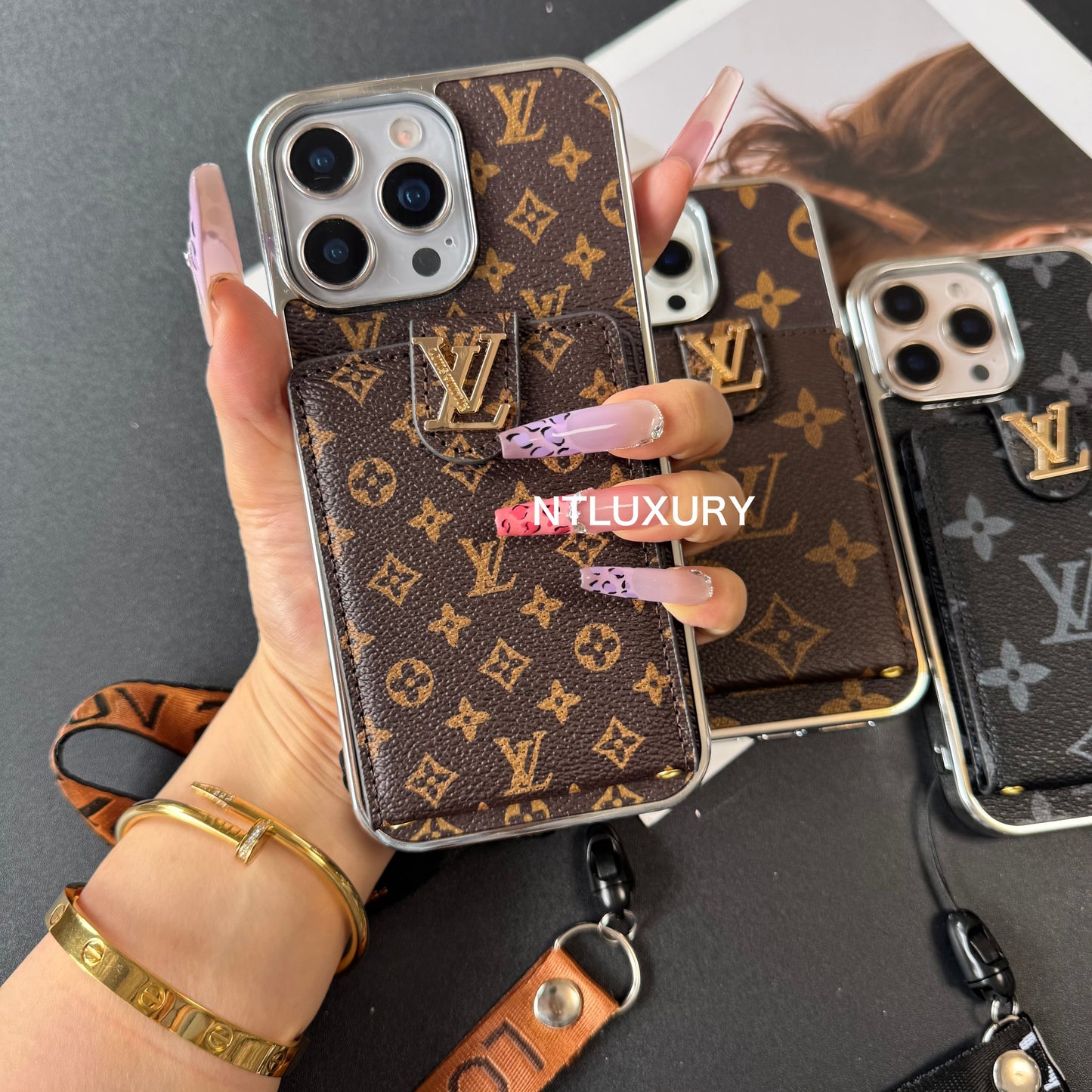 Silver Side Love Design For iPhone with Rope